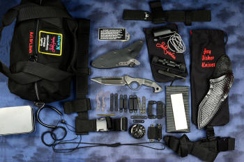 "Ari B'Lilah" Full counterterrorism tactical knife and kit, accessories, mounting, flashlight, storage