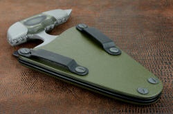 "Guardian" Custom Counterterrorism Push/Punch Dagger, sheath mount details. Shown: low profile (.190" x 1.5") belt loop mounts