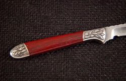 "Kineau" reverse side view. Note nice engraving on stainless steel bolsters echoing pattern in gemstone handle scales