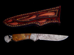 "Mizar" reverse side view. Sheath back is inlaid with lizard skin.